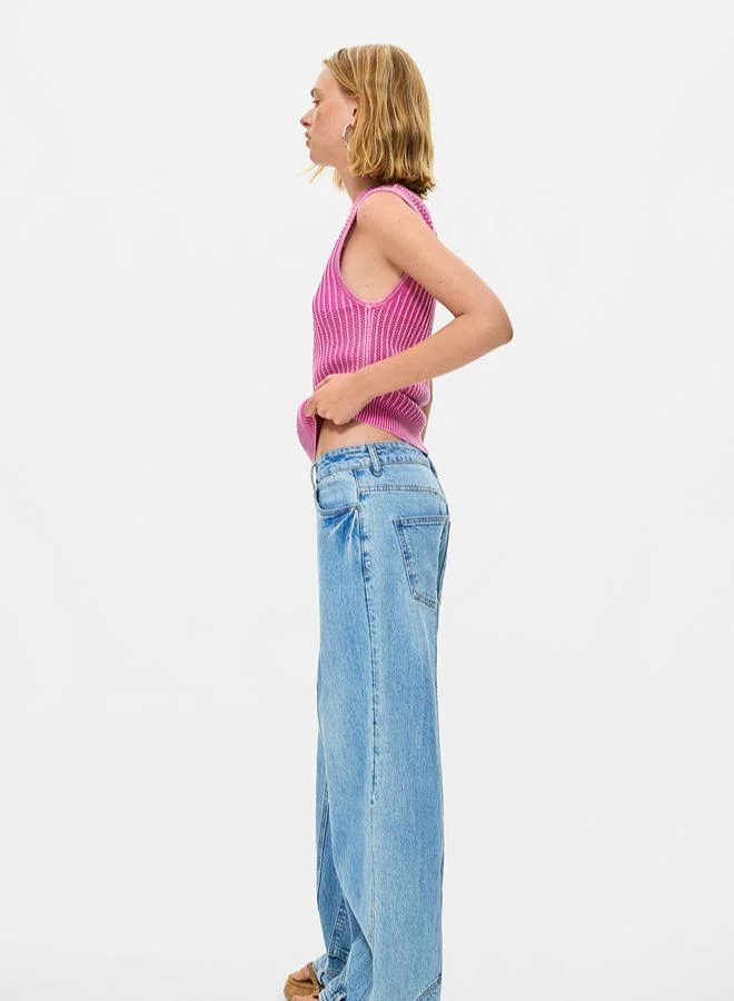 Desigual Blue Straight jeans with inverted effect for Women | Best Price UAE