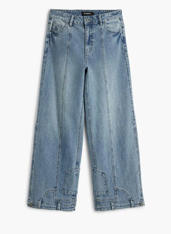 Desigual Blue Straight jeans with inverted effect for Women | Best Price UAE