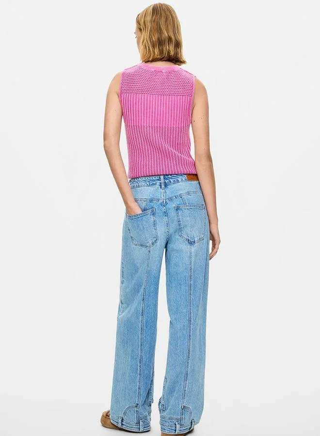 Desigual Blue Straight jeans with inverted effect for Women | Best Price UAE