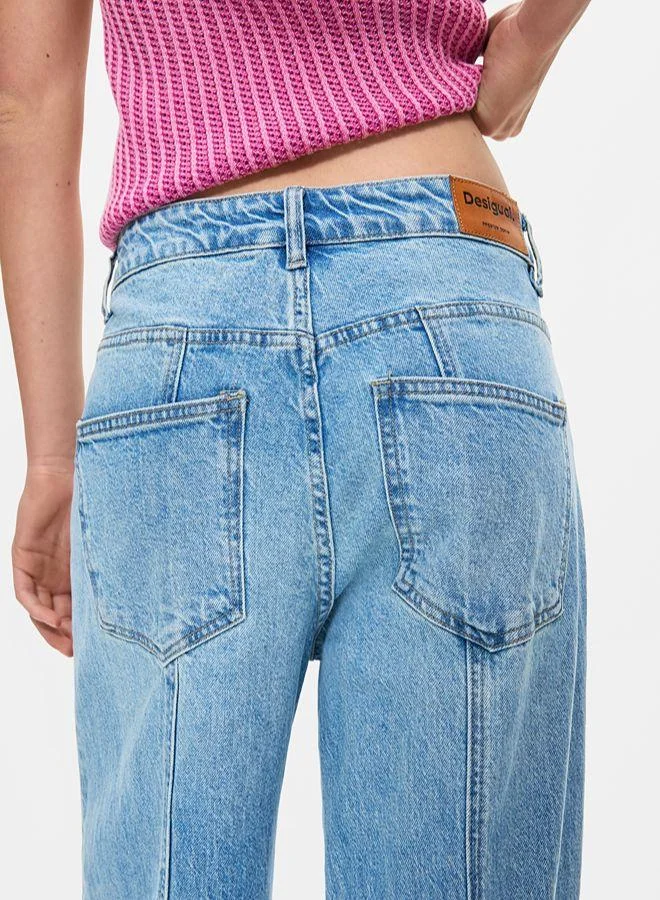 Desigual Blue Straight jeans with inverted effect for Women | Best Price UAE