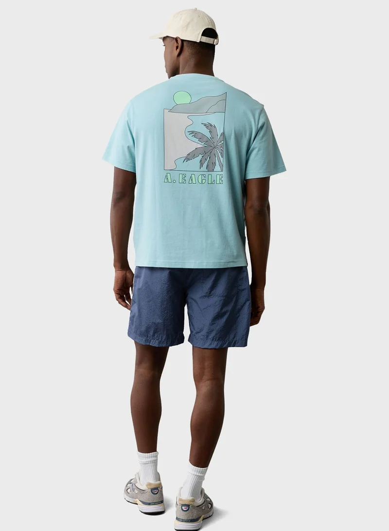 American Eagle Embroidered Graphic Crew Neck T-Shirt