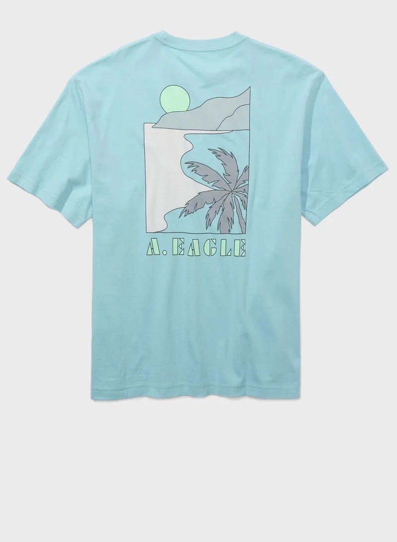 American Eagle Embroidered Graphic Crew Neck T-Shirt