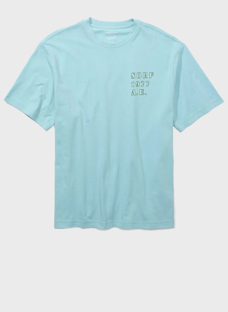 American Eagle Embroidered Graphic Crew Neck T-Shirt
