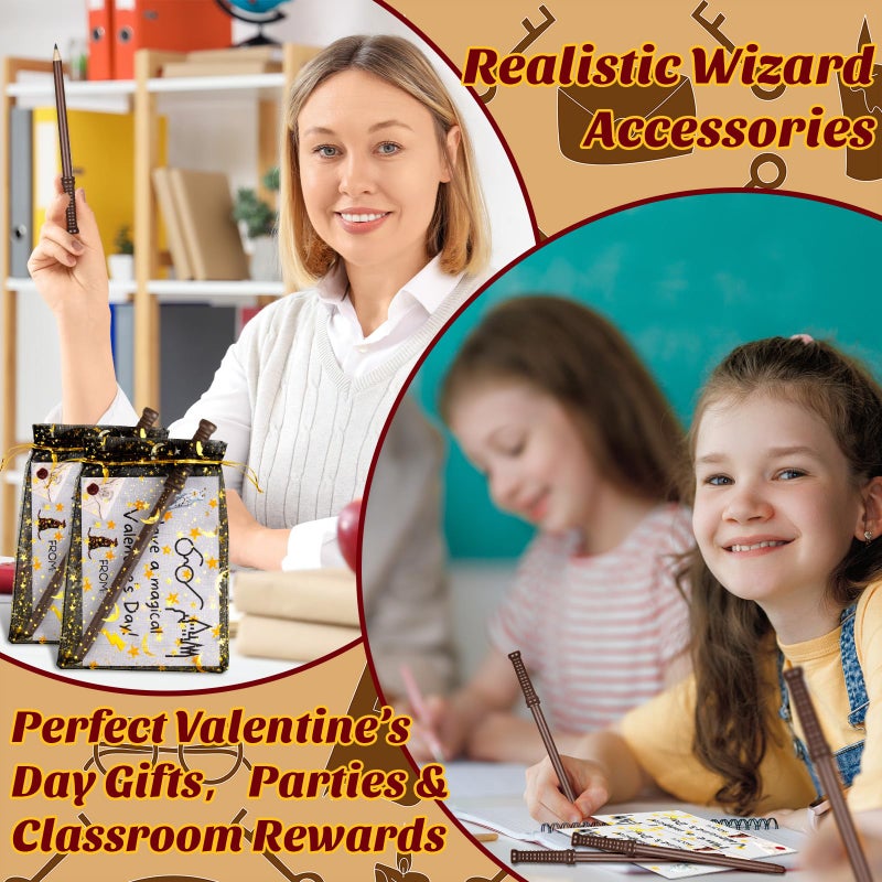 Gosodeny 30 Set Valentines Day Wizard Party Favors, Wand Pencils and Wizard Glasses Gift Set, Wizard Goodie Bag Fillers, Exchange Gifts, Party Favor Supplies Filler Goodie Bag Stuffers Birthday Party Supplies - Image 5