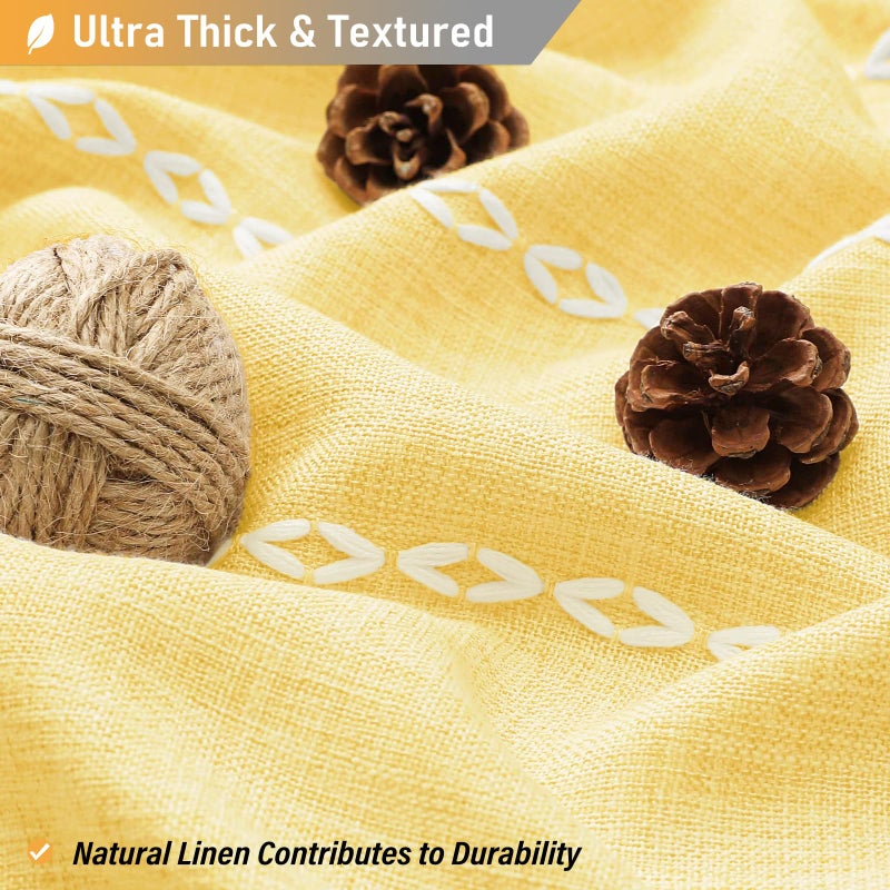 BTTN Boho Farmhouse Shower Curtain - Linen Rustic Heavy Duty Striped Fabric Shower Curtain Set, Bohemian Vintage Country Cloth Shower Curtains for Bathroom, Yellow, 72" W x 72" L (Pack of 1) - Image 3