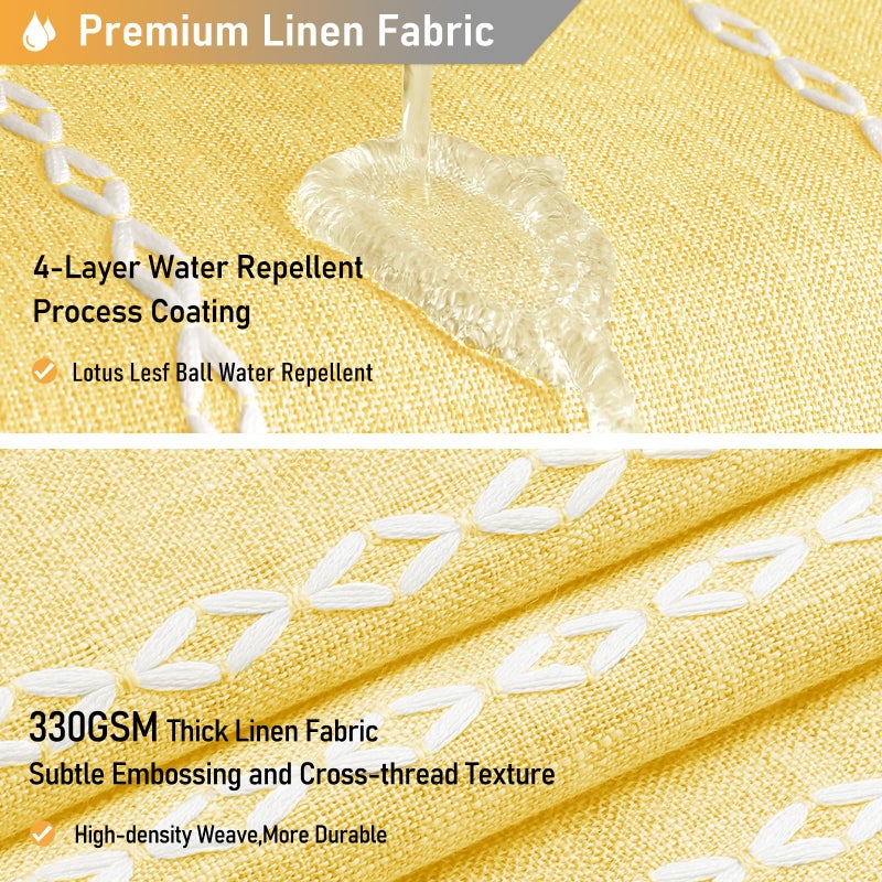 BTTN Boho Farmhouse Shower Curtain - Linen Rustic Heavy Duty Striped Fabric Shower Curtain Set, Bohemian Vintage Country Cloth Shower Curtains for Bathroom, Yellow, 72" W x 72" L (Pack of 1) - Image 4