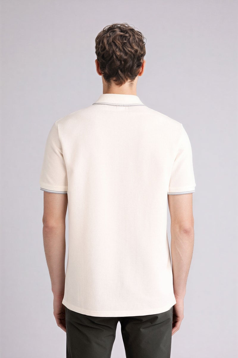 DeFacto White Man Regular Fit Waffle Collar Polo T-Shirt Casual - Image 5