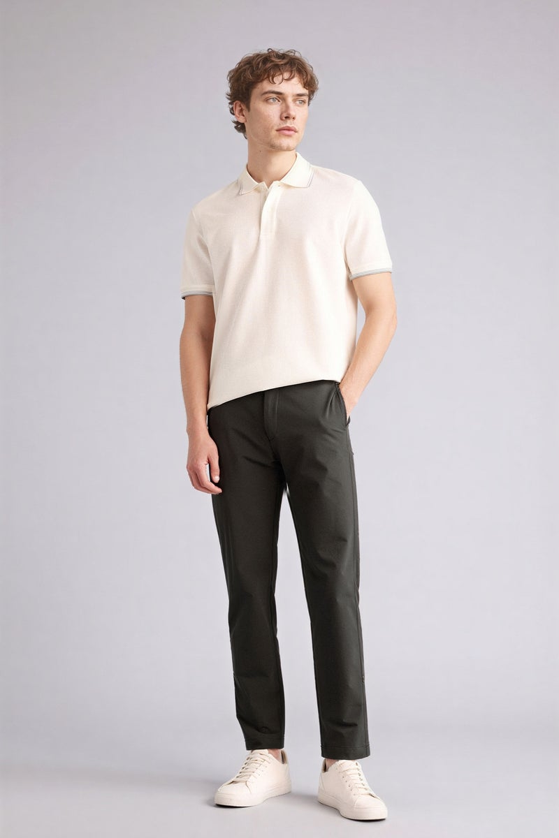 DeFacto White Man Regular Fit Waffle Collar Polo T-Shirt Casual - Image 2