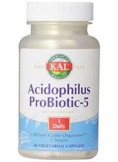 KAL Acidophilus Tablets Probiotic 5 Capsules 3 Bil 60 Count  - Image 1