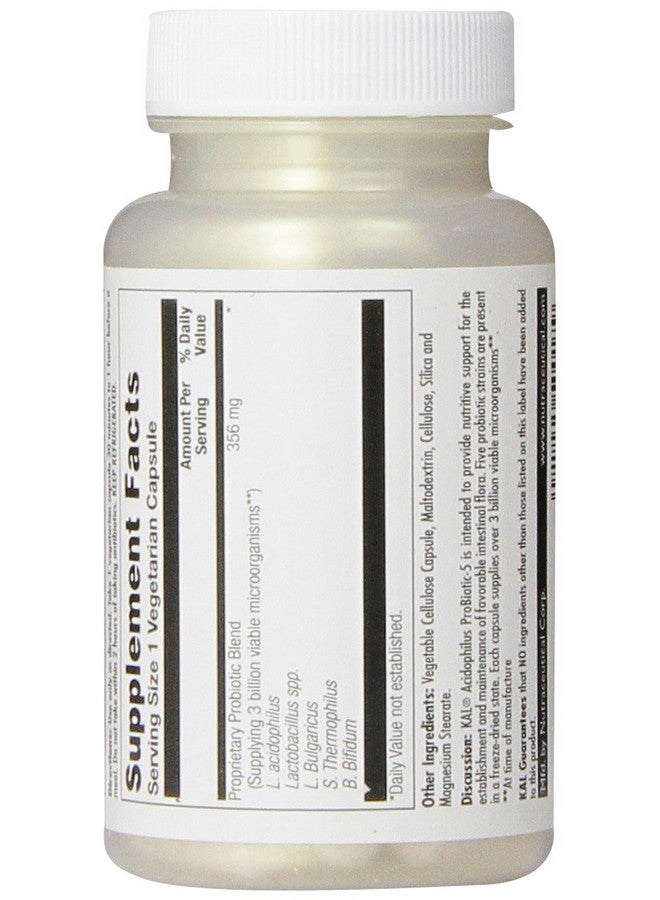 KAL Acidophilus Tablets Probiotic 5 Capsules 3 Bil 60 Count - Image 3