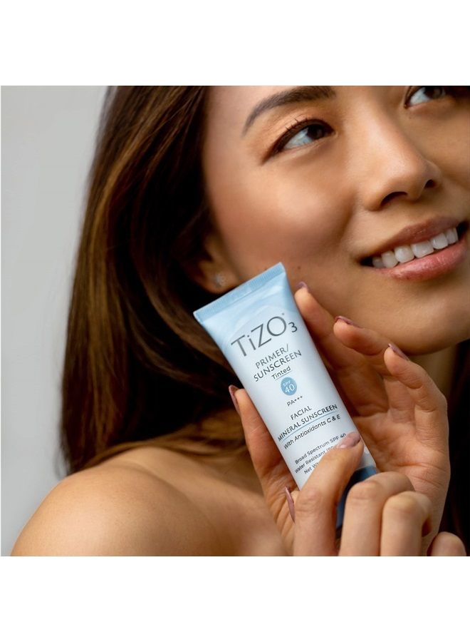 TiZO3 Facial Mineral Sunscreen and Primer, Tinted Broad Spectrum SPF 40 with Antioxidants, Sheer matte finish, Fragrance-Free, Oil-Free, Dermatologist-recommended, PA+++ 1.75 oz - Image 2