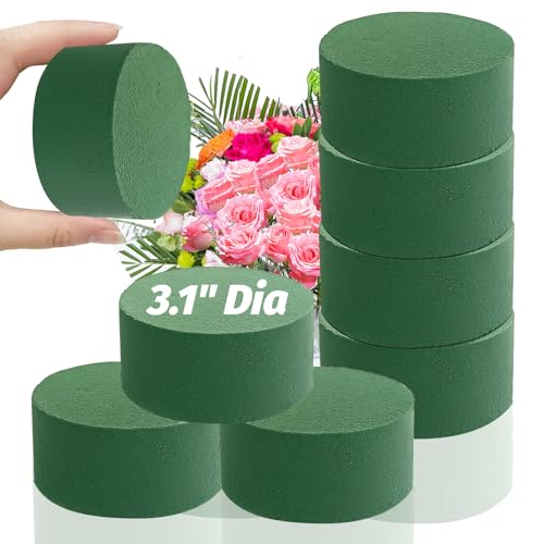 Xilanhhaa 6 Pcs Round Floral Foam Blocks,3 in Green Wet Dry Florist Foam Circles,Artificial Fresh Flower Plant Arrangements Foam for Wedding Party Home DIY Decor Crafts - Image 1