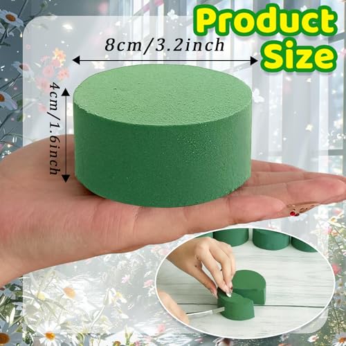 Xilanhhaa 6 Pcs Round Floral Foam Blocks,3 in Green Wet Dry Florist Foam Circles,Artificial Fresh Flower Plant Arrangements Foam for Wedding Party Home DIY Decor Crafts - Image 2
