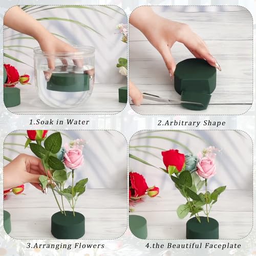 Xilanhhaa 6 Pcs Round Floral Foam Blocks,3 in Green Wet Dry Florist Foam Circles,Artificial Fresh Flower Plant Arrangements Foam for Wedding Party Home DIY Decor Crafts - Image 3