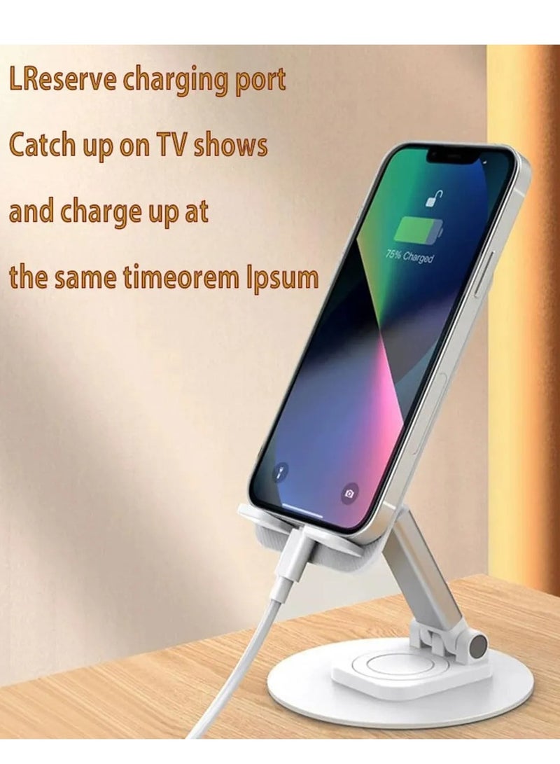 Jmary MK-59 Phone Holder With 360° Rotation Phone Stand Desk For Smartphones With Adjustable Angle Height White - Image 2