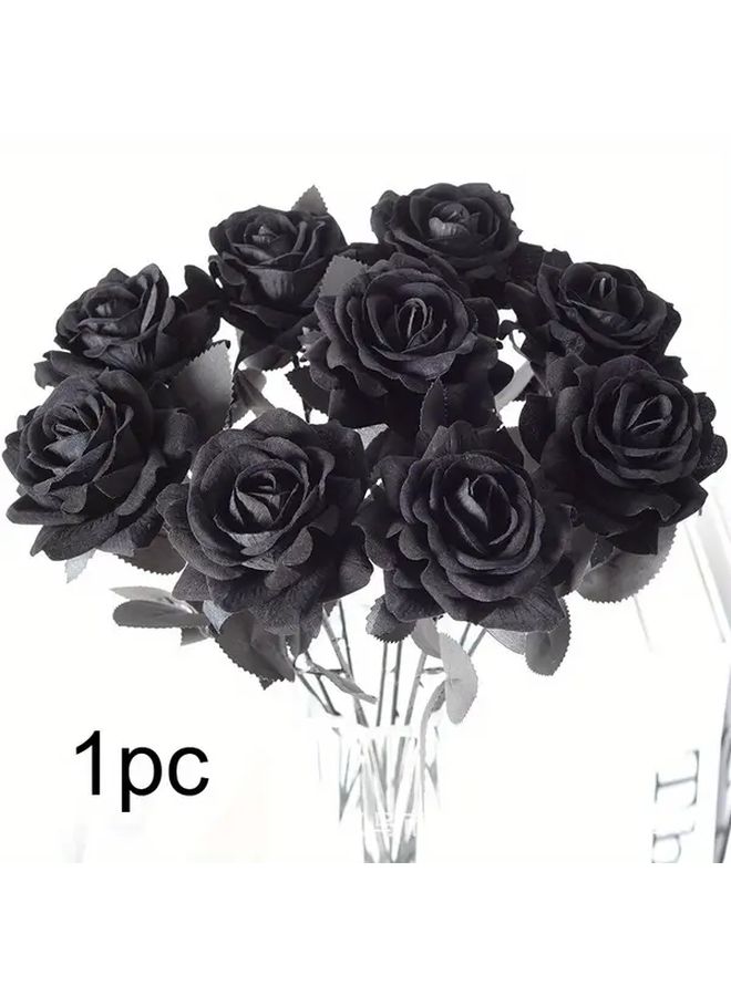 Elsa Rose All Black Artificial Flowers Gothic Halloween Home Decor Floral Bulk - Image 1