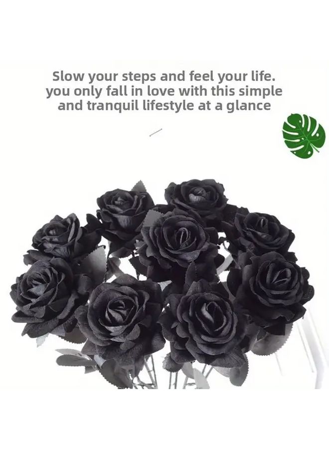 Elsa Rose All Black Artificial Flowers Gothic Halloween Home Decor Floral Bulk - Image 4