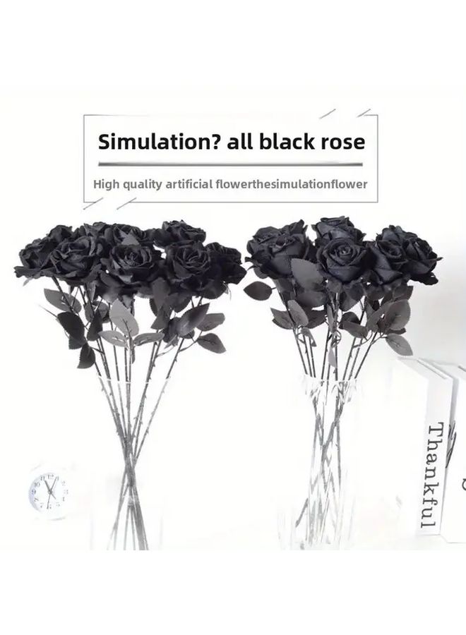 Elsa Rose All Black Artificial Flowers Gothic Halloween Home Decor Floral Bulk - Image 3