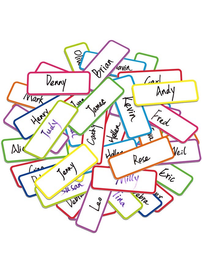 سبرايت جرو 54 قطعة من ملصقات الأسماء المغناطيسية القابلة للمسح الجاف القابلة لإعادة الاستخدام، ملصقات نيون متوفرة بـ 9 ألوان للسبورة البيضاء والخزانة والثلاجة والمدرسة والمكتب والمنزل (3.2 بوصة × 1.2 بوصة لكل منها) - Image 4