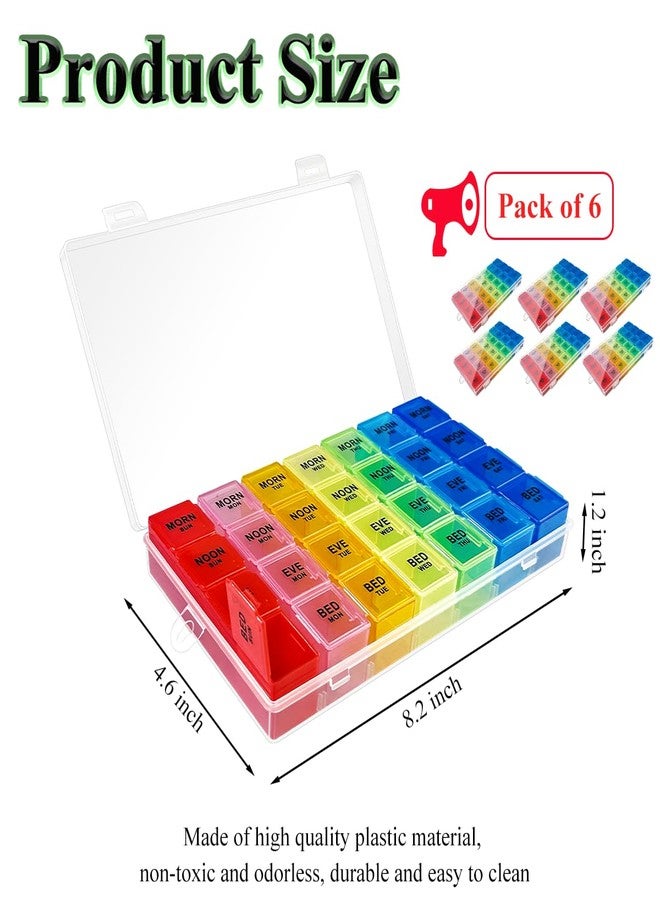 Quaocens 6 Pack Pill Organizer Monthly Weekly Pill Organizer 4 Times a Day XL Large Pills Organizer 7 Day Pills Organizers 4 Times a Day - Image 2