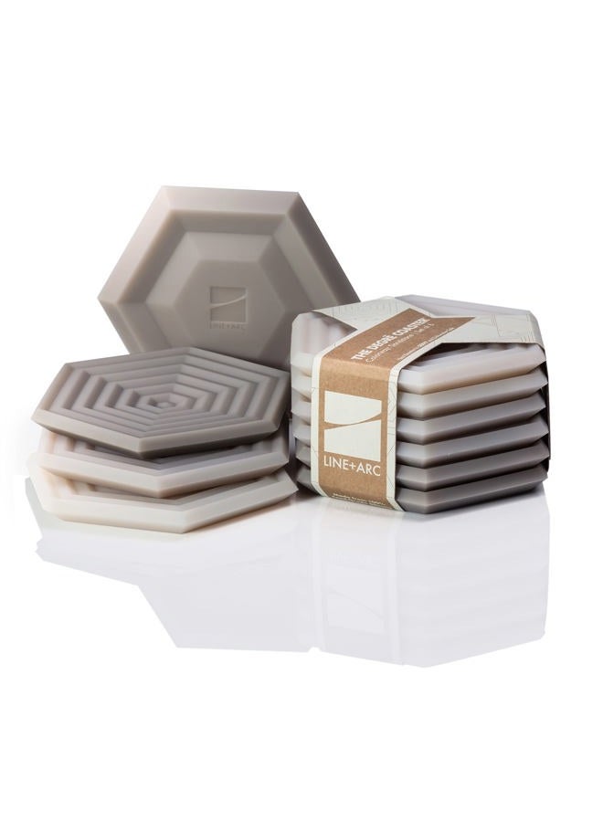 LINE+ARC The Original Degrē Coaster (Set of 6, Sandstone) 10mm Thick Dishwasher Safe Stain-Resistant Outdoor Coffee Table Silicone Modern Hexagon Mid Century Cup Drink Rubber Non-Absorbent - Image 1