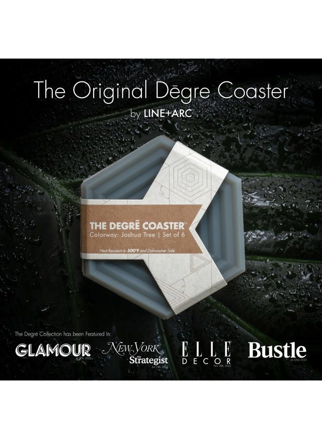 LINE+ARC The Original Degrē Coaster (Set of 6, Sandstone) 10mm Thick Dishwasher Safe Stain-Resistant Outdoor Coffee Table Silicone Modern Hexagon Mid Century Cup Drink Rubber Non-Absorbent - Image 2
