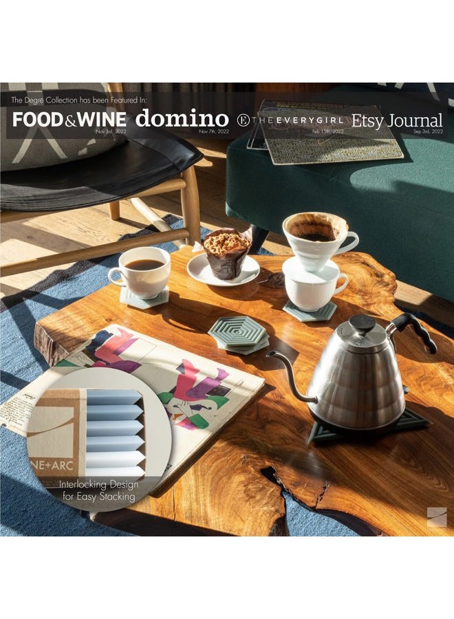 LINE+ARC The Original Degrē Coaster (Set of 6, Sandstone) 10mm Thick Dishwasher Safe Stain-Resistant Outdoor Coffee Table Silicone Modern Hexagon Mid Century Cup Drink Rubber Non-Absorbent - Image 5
