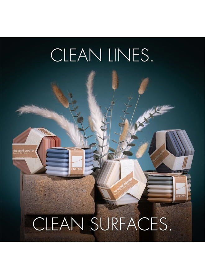 LINE+ARC The Original Degrē Coaster (Set of 6, Sandstone) 10mm Thick Dishwasher Safe Stain-Resistant Outdoor Coffee Table Silicone Modern Hexagon Mid Century Cup Drink Rubber Non-Absorbent - Image 4