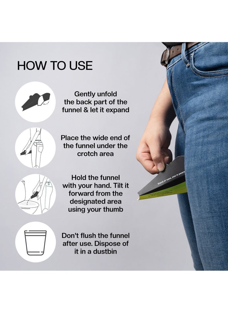PEESAFE PeeSafe Travel Disposable Female Urination Device, Leak proof, for travel & public toilets, stand & pee funnel, suitable for women with knee pain and pregnant women (Pack Of 6 foldable devices)  - Image 5