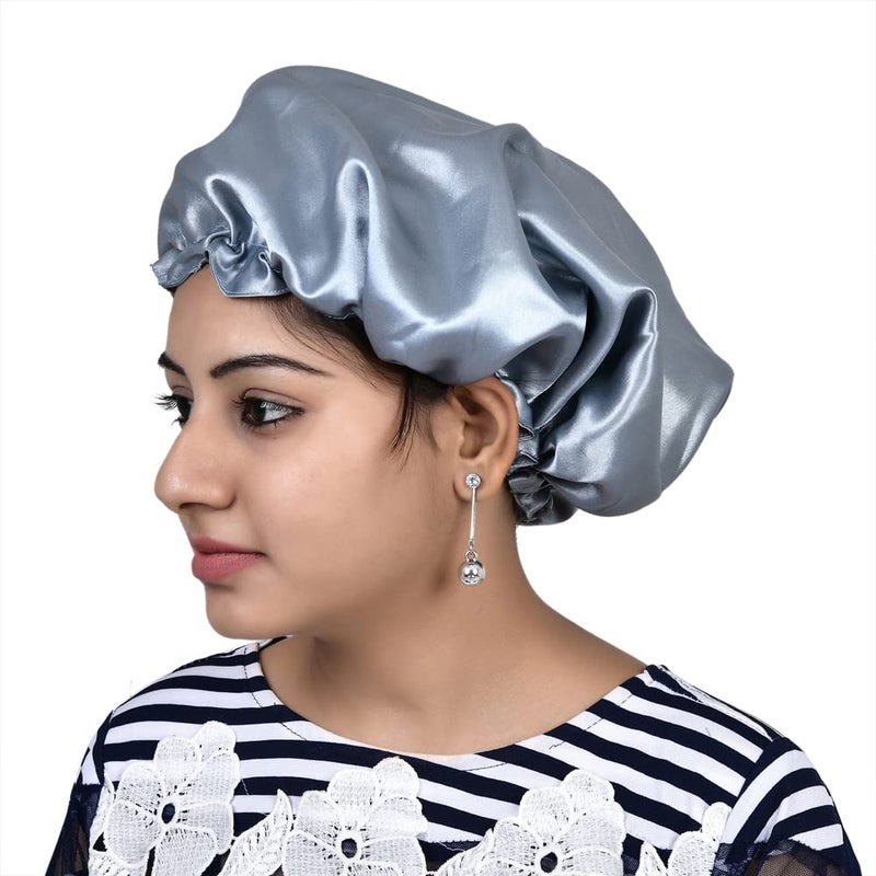 NNR Satin Silk Premium Sleeping Caps, Double Layered Stretchable Hair Bonnets & Hair Scrunchies for Girls and Women, for All Head Size, Set of 4 Pcs - Multicolor4 - Image 2