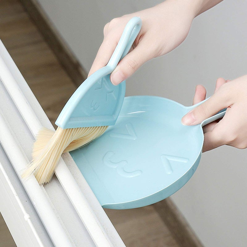 Setaria Viridis Small Dustpan and Brush kit, Multifunctional Cleaning Tool (with Manual Broom Brush), Plastic dust Collector (Green) - Image 2