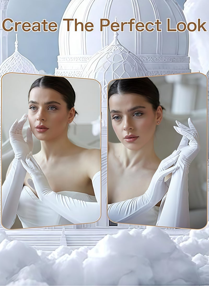 2 Pcs Long Evening Party Gloves for Women,Long Satin Gloves Elbow Length Opera Gloves Princess Wedding Gloves Costume Gloves Bridal Evening Gloves Party Prom(White) - Image 4