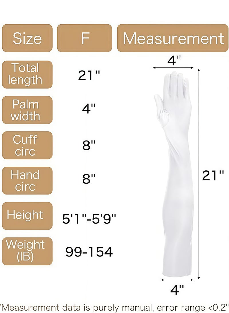 2 Pcs Long Evening Party Gloves for Women,Long Satin Gloves Elbow Length Opera Gloves Princess Wedding Gloves Costume Gloves Bridal Evening Gloves Party Prom(White) - Image 5