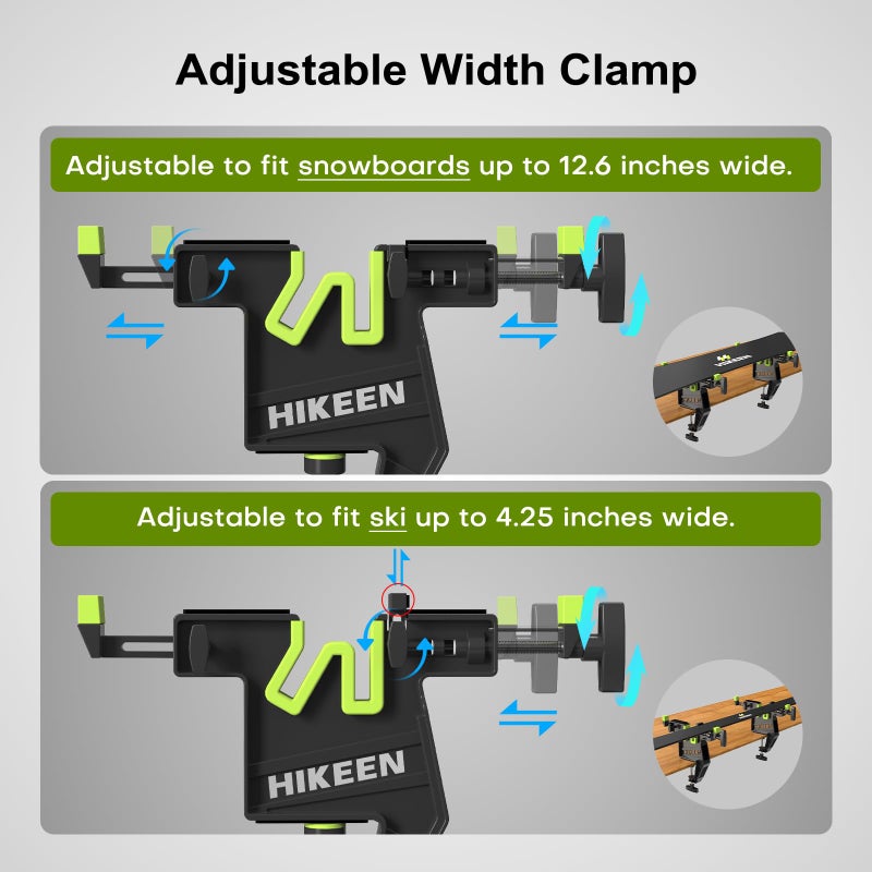 Hikeen Ski Snowboard Vises for Tuning,Adjustable Stable Snowboard Vice Grips,Ski Tuning Vise with Non-Slip Rubber Pads for Waxing in Horizontal Vertical & 45Â° Working Positions,2 Pieces Set - Image 5