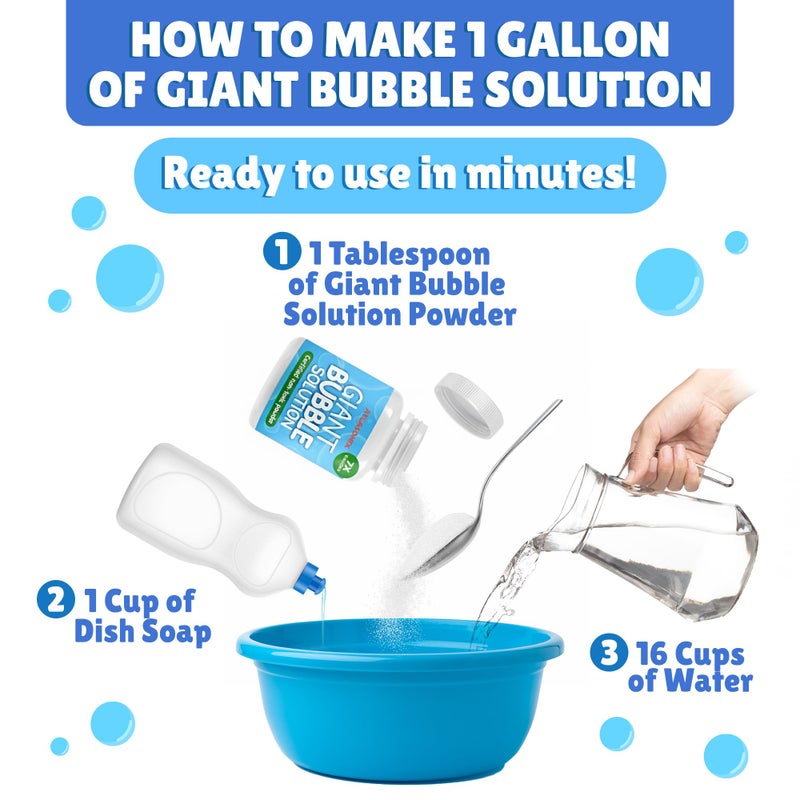 Atlasonix Giant Bubble Solution - Bubble Wands, Bubbles for Kids, Kids Bubbles Mix Powder Makes 896 OZ (7 Gallons) - The Original Solution Mix | 100% Kid Safe - Image 2