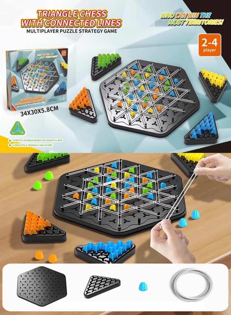 Triangle Chess with Connected Lines,Multiplayer Puzzle Stratery Game,2-4 Player Fun Table Top Game for Kids & Adults, Family Party Games