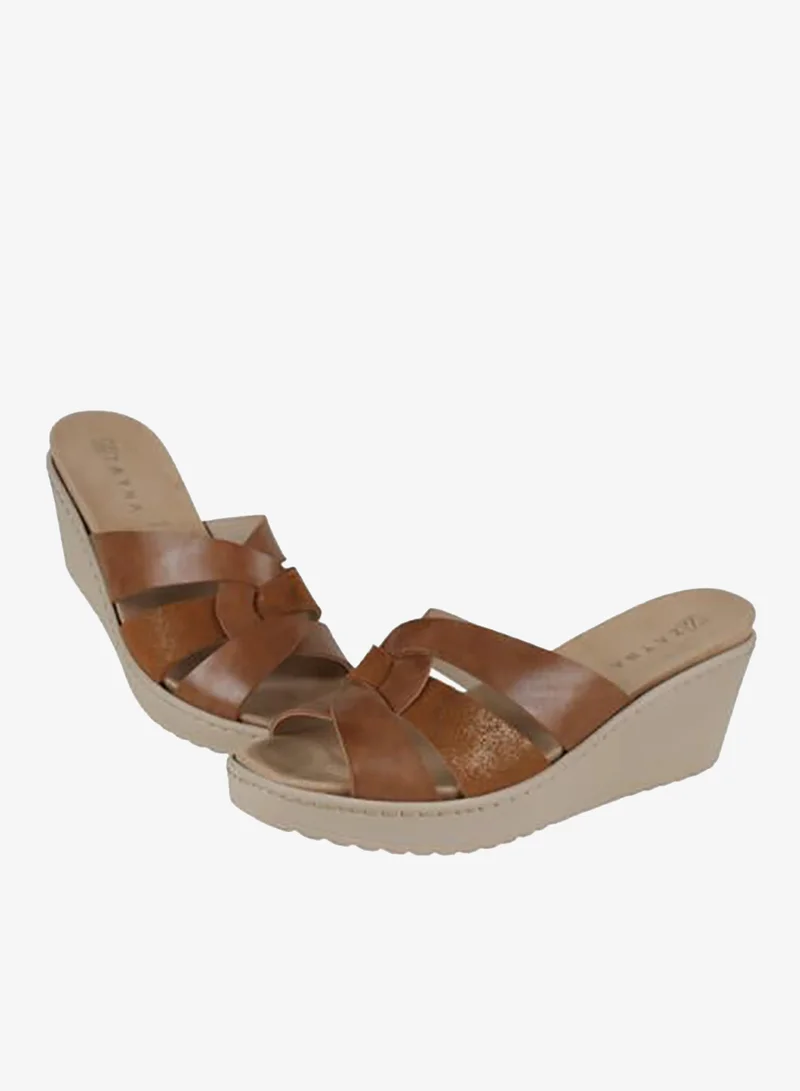 Zayna Brown 221-387 Zayna Ladies Wedge Sandals Milan 21512T Brown for Women | Best Price UAE