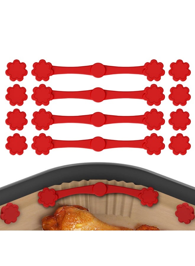4 Sets Silicone Magnet Buckles for Air Fryer Parchment Paper, Secure Locking Disposable Liners Magnetic Clips Holder for All Iron Air Fryer Accessories, Heat-Resistant & Prevent Paper Burns (Red) - Image 1
