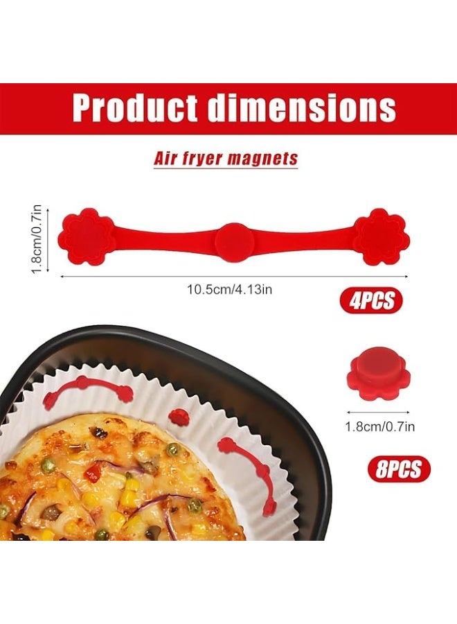 4 Sets Silicone Magnet Buckles for Air Fryer Parchment Paper, Secure Locking Disposable Liners Magnetic Clips Holder for All Iron Air Fryer Accessories, Heat-Resistant & Prevent Paper Burns (Red) - Image 4
