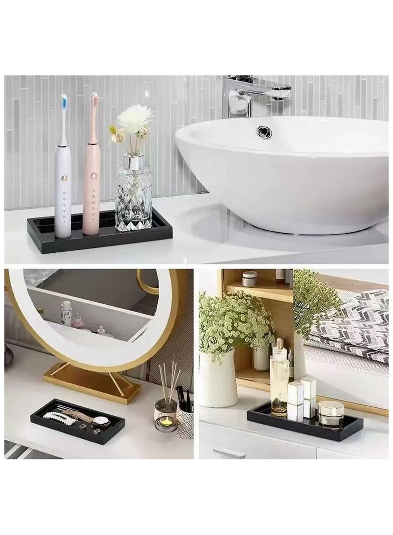 صينية غسلة السيليكون - حامل اسفنجة المطبخ المقاوم للماء ، صحن الصابون ومنظّم الغرور. صينية تخزين السيليكون المضادة للانزلاق للحمام ، سطح المكتب ، المكياج والمكتب (الأسود) - Image 2