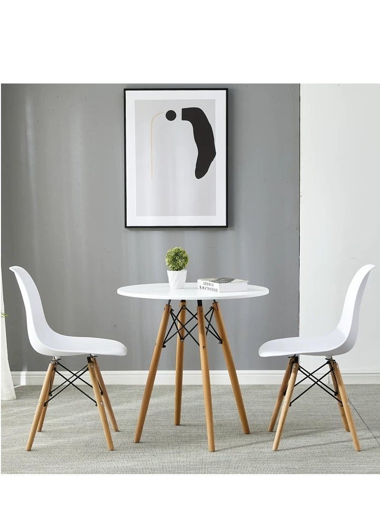 Generic 3Piece Dining Set Dining Table Dining Chairs Wooden Legs Modern Table Chair Set Coffee Table with Set of 2 Chairs Round Picnic Desk Stools for for Living Room Garden Patio  - Image 1