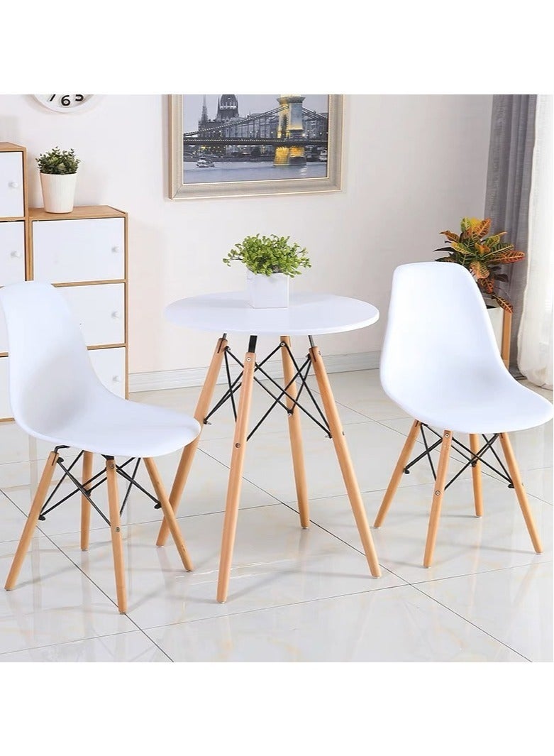 Generic 3Piece Dining Set Dining Table Dining Chairs Wooden Legs Modern Table Chair Set Coffee Table with Set of 2 Chairs Round Picnic Desk Stools for for Living Room Garden Patio  - Image 2