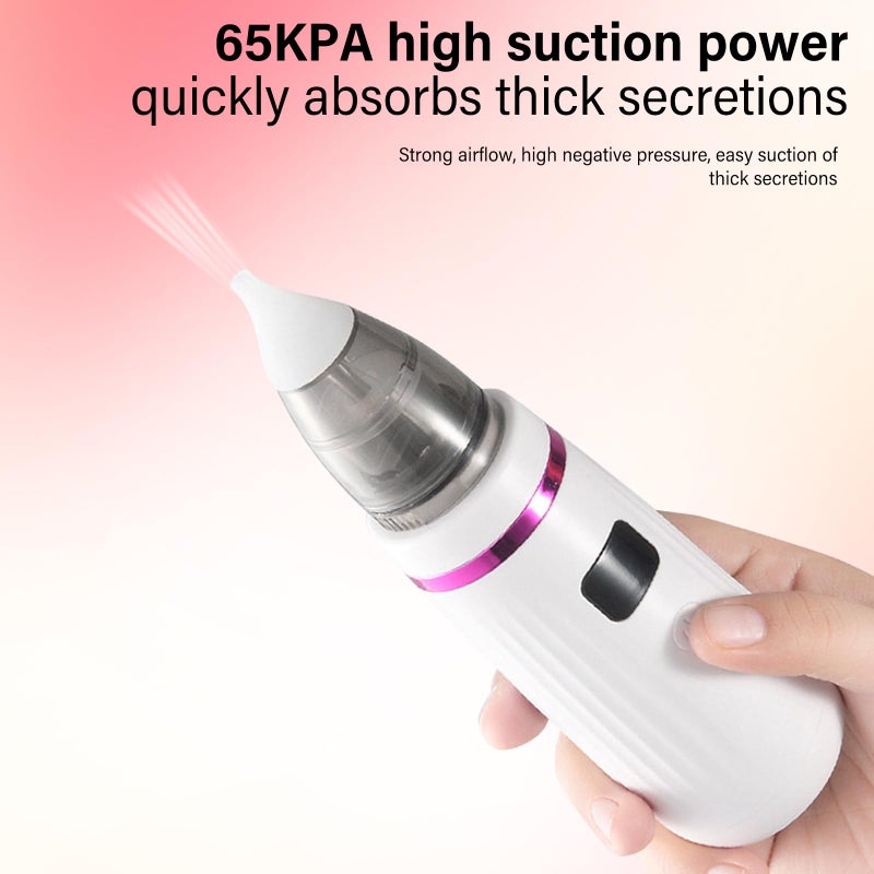 PORFOYO Electric Nasal Aspirator Baby Electric Nasal Aspirator Baby Nasal Aspirator with 3 Silicone Tips and Tweezers, Rechargeable Nose Cleaner for Newborns, Toddlers, Infants (Purple + White) - Image 5