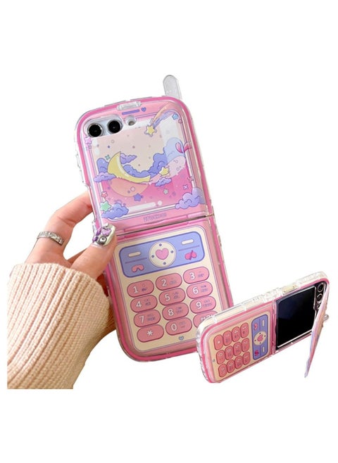 Suitable for Samsung Galaxy Z Flip 6 Case Creative Pink Keyboard Pattern, Front Screen Protector Cute Girls, Unique Design Kawaii Shockproof