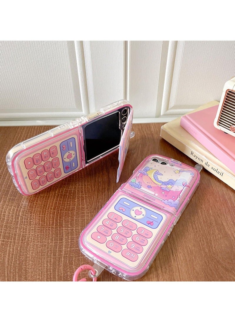 Generic - Suitable for Samsung Galaxy Z Flip 6 Case Creative Pink Keyboard Pattern, Front Screen Protector Cute Girls, Unique Design Kawaii Shockproof - Image 1