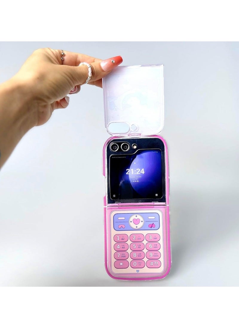 Generic - Suitable for Samsung Galaxy Z Flip 6 Case Creative Pink Keyboard Pattern, Front Screen Protector Cute Girls, Unique Design Kawaii Shockproof - Image 1