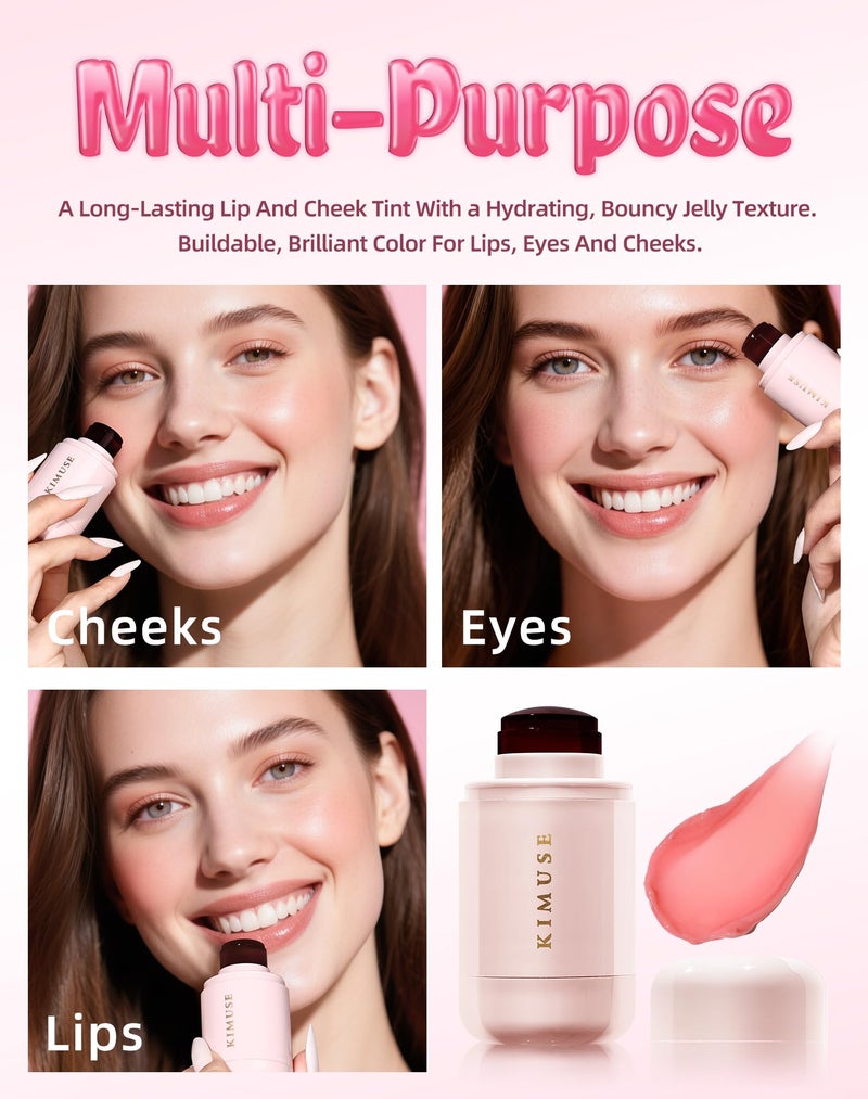 KIMUSE Jelly Cheek & Lip Tint, Watercolor Blush, Multi-Use Makeup, Tint for Cheeks, Lips & Eyes, Lightweight, Sheer & Buildable Color, Vegan Formula, Cruelty-Free - Image 4