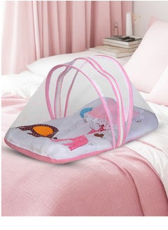 Superminis Superminis Digital Print Cotton Bedding Set Thick Base Foldable Blue With Mosquito Net And Head Pillow Zip Closure  - Image 1