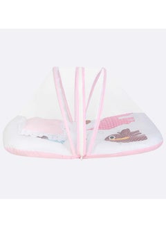 Superminis Superminis Digital Print Cotton Bedding Set Thick Base Foldable Blue With Mosquito Net And Head Pillow Zip Closure  - Image 4
