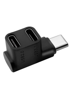 USB Type C to 2 USB 3.1 USB C Adapter PD100W Charging Connector 90 Degree Male to USB C Female Dual Way for Smartphone Laptop Tablet Vapor Deck, Black